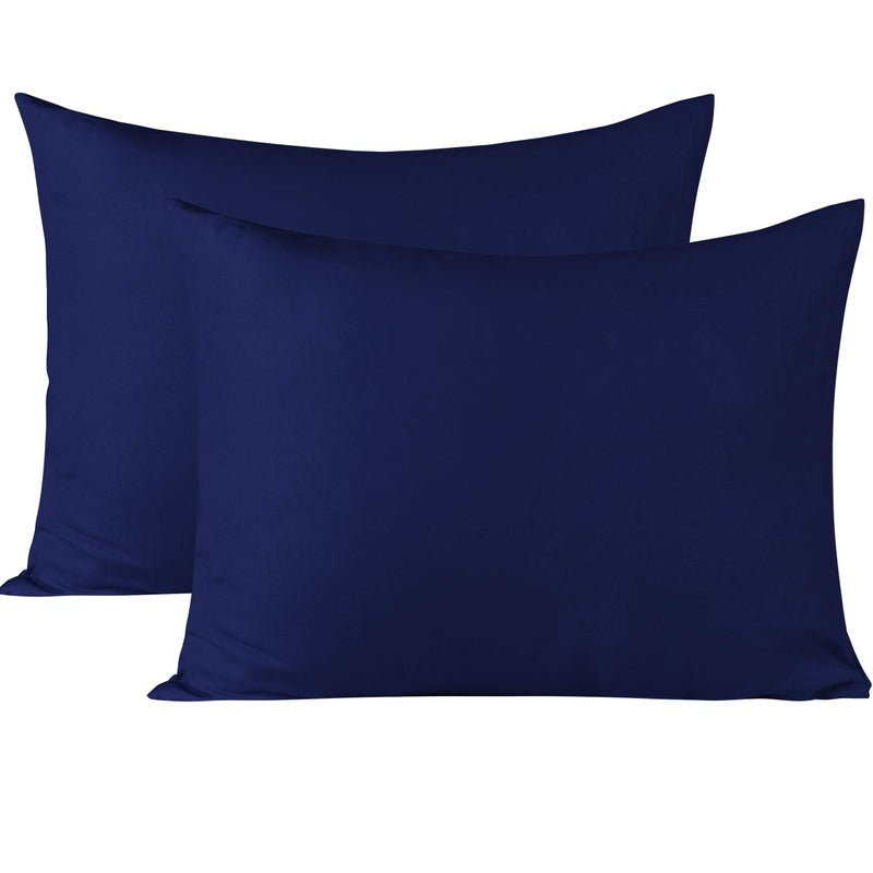 BEDSUM Microfiber Standard Pillowcases Set of 2, Soft Wrinkle Resistant and Easy Care Pillow Cases with Envelope Closure for Kids, 20x26 inches, Navy Blue - Image 1